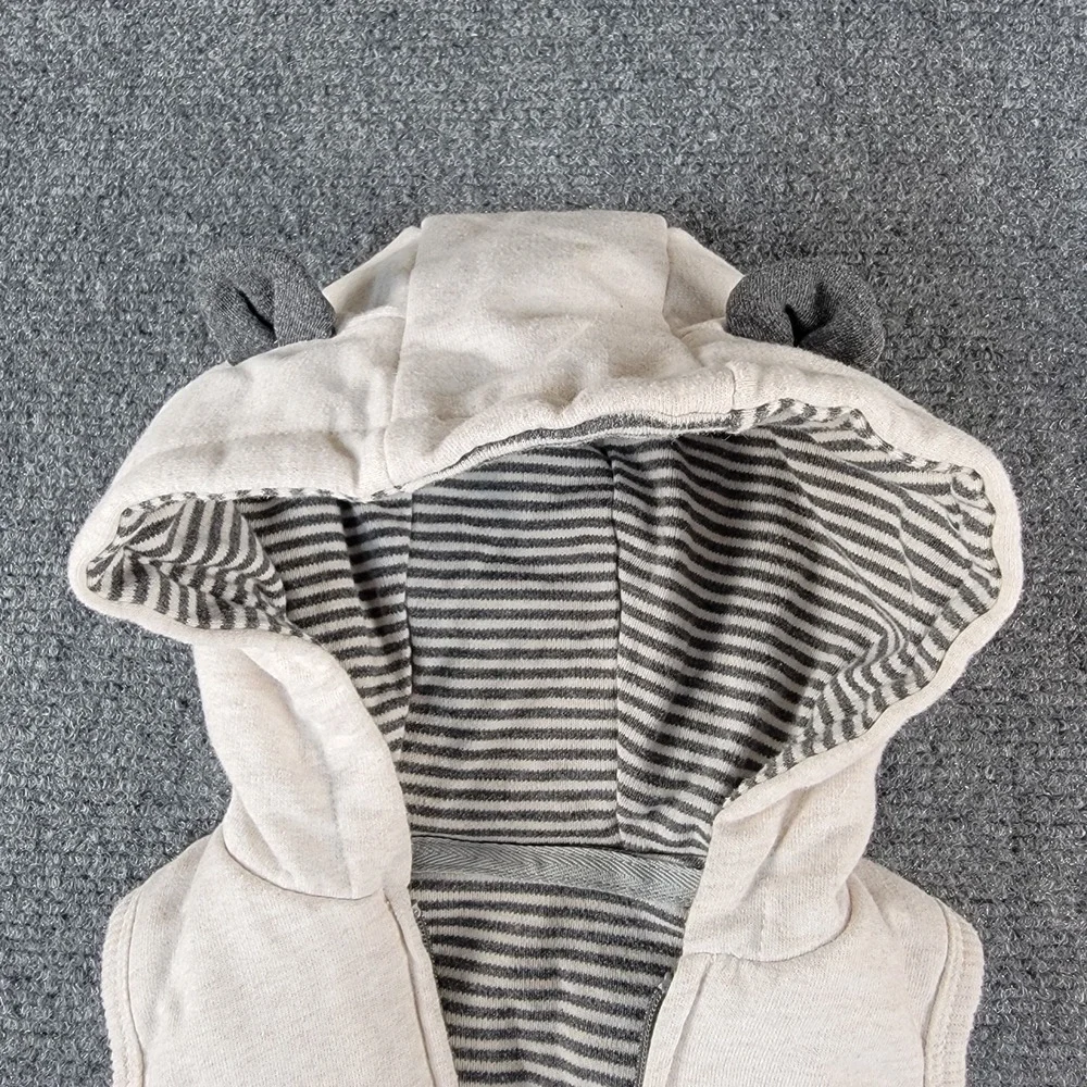 Carters Baby Vest Oatmeal Heather Hooded Teddy‎ Bear Ears Zip Up 9M LCE15526
